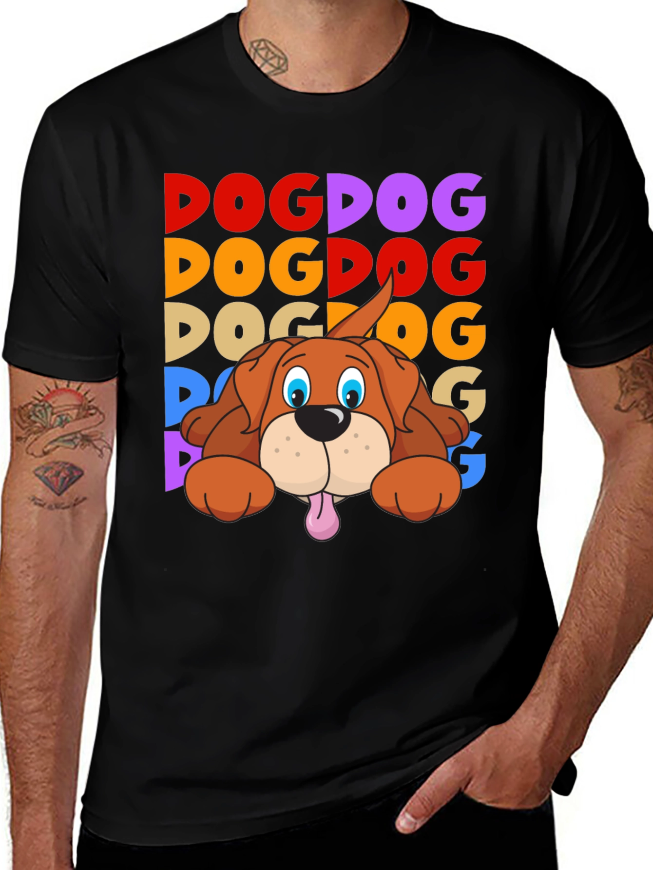 Dog Graphic T-Shirt - Fun Colorful Design