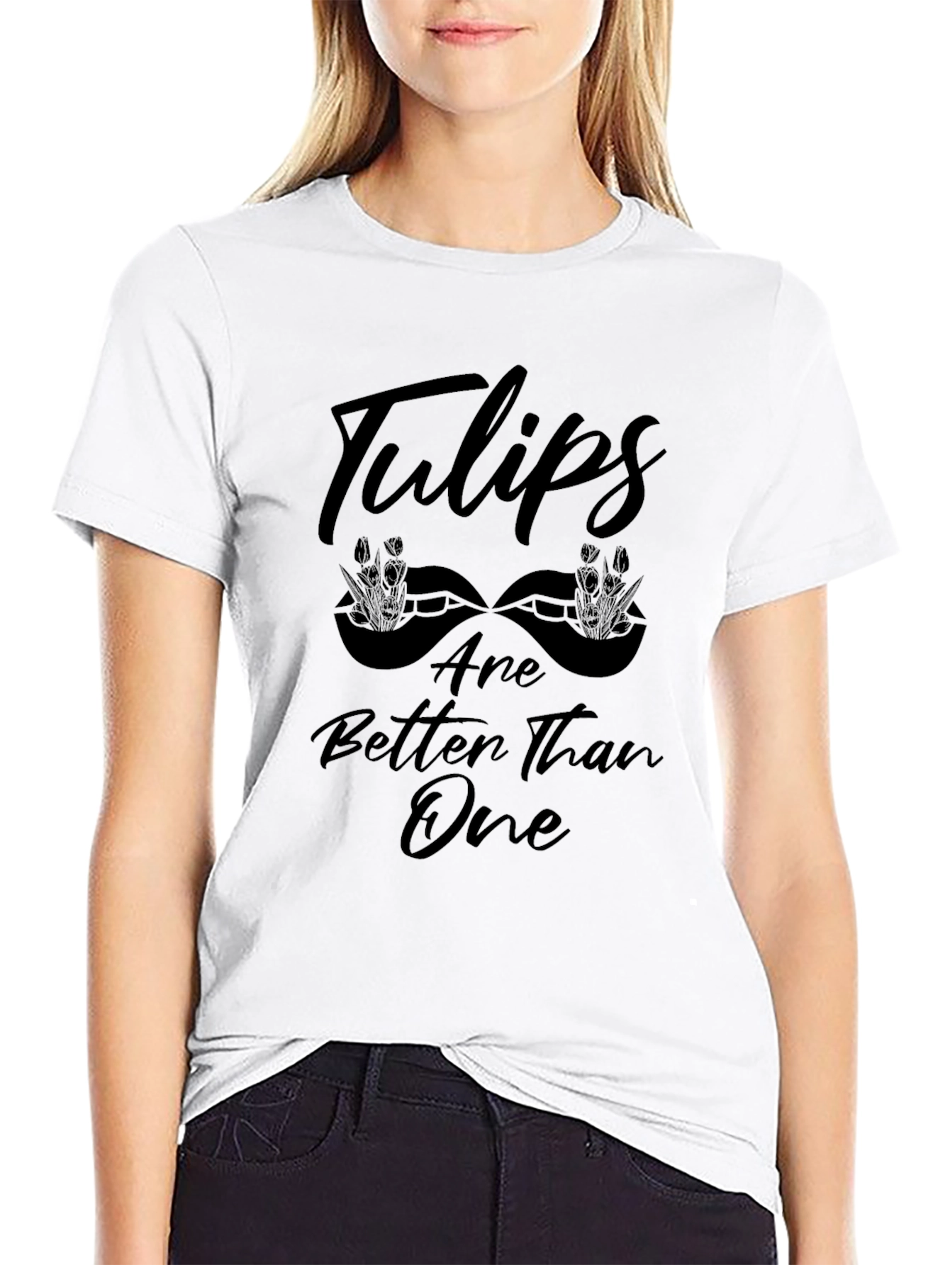 Tulips Better Than One Black Tee