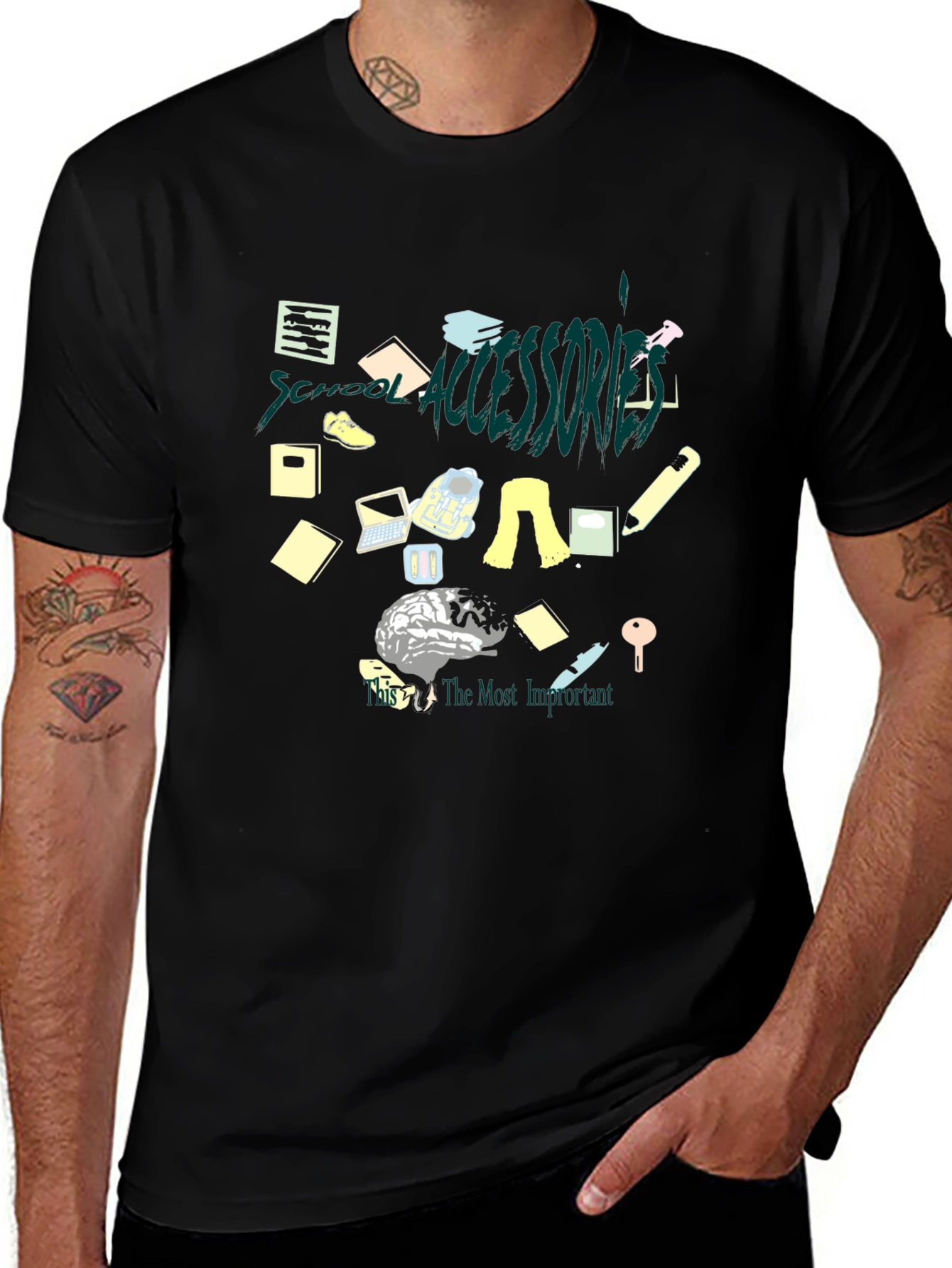 School Accessories Brain T-Shirt - The Most Important Accessory