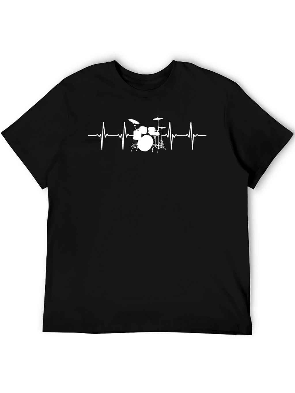 Drummer Heartbeat T-Shirt - Black Cotton Crew Neck Tee