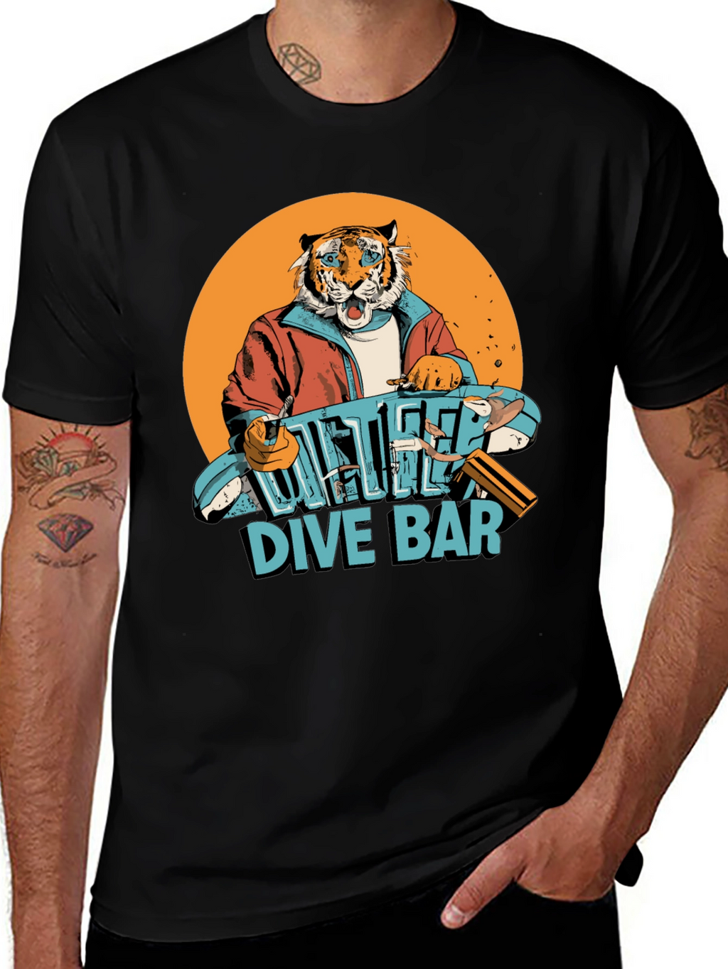 Cool Tiger Dive Bar Graphic Tee