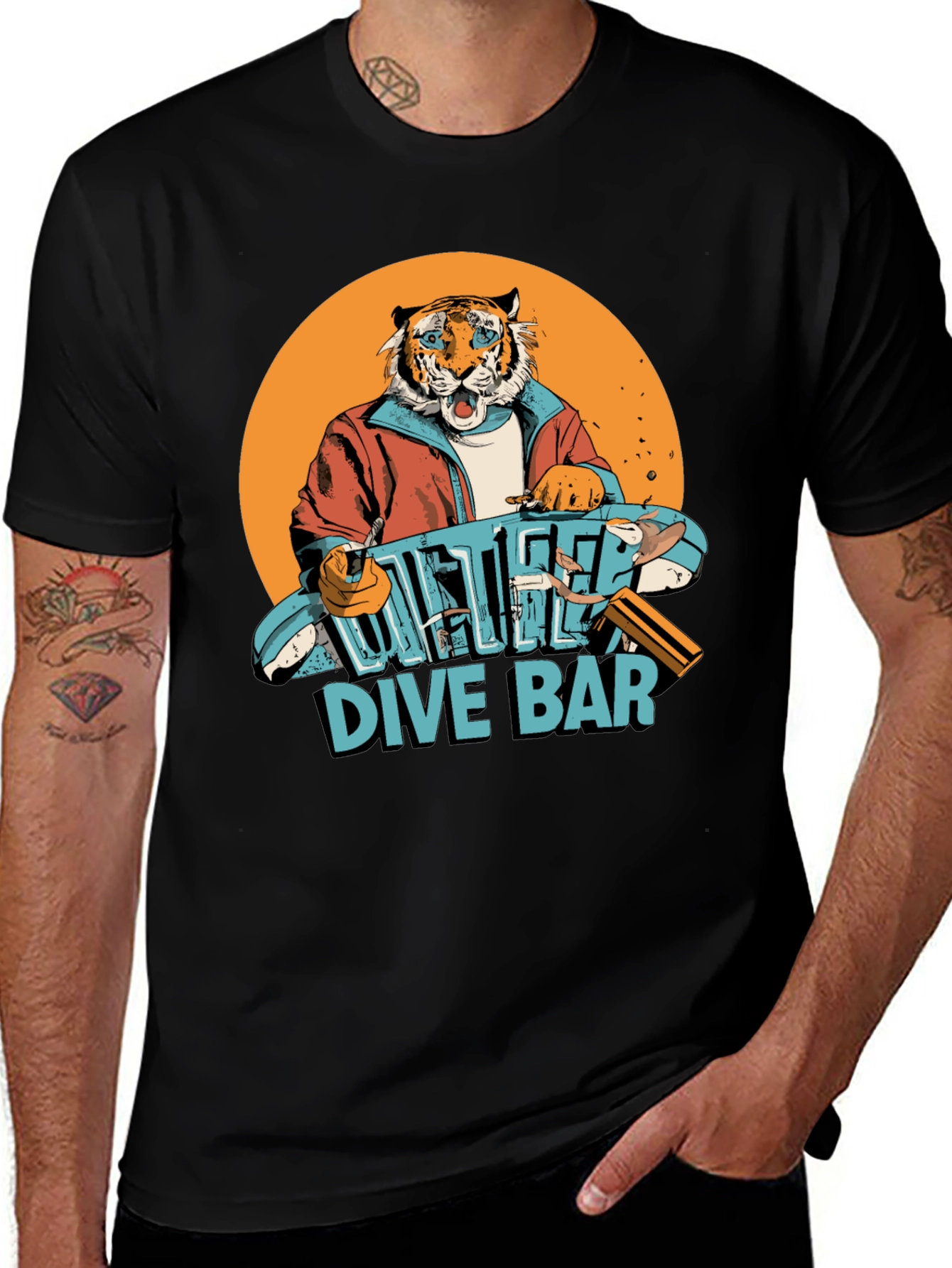 Cool Tiger Dive Bar Graphic Tee