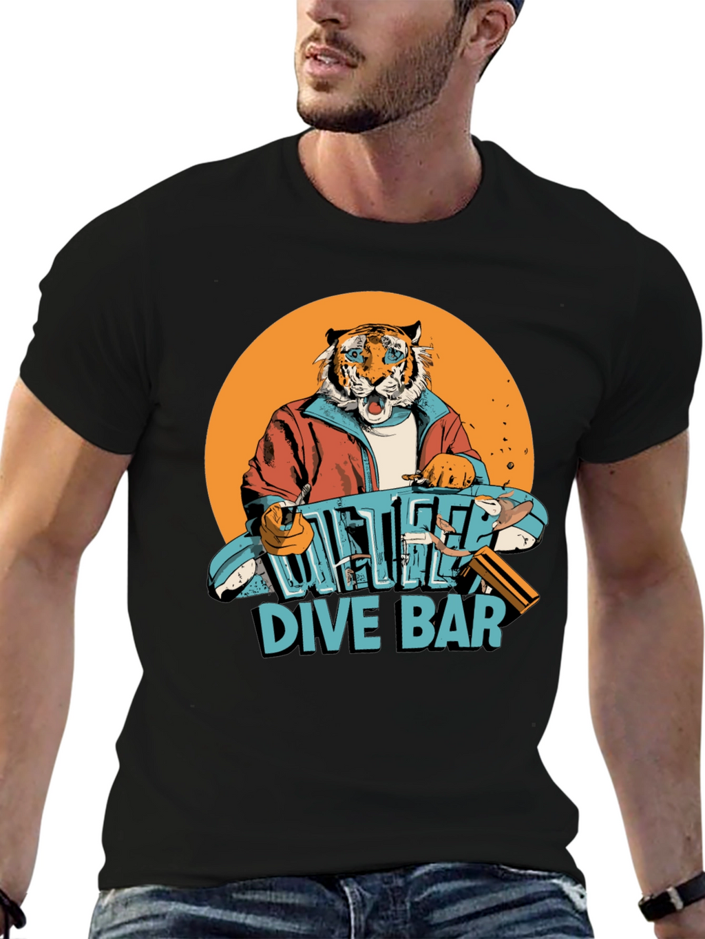 Cool Tiger Dive Bar Graphic Tee