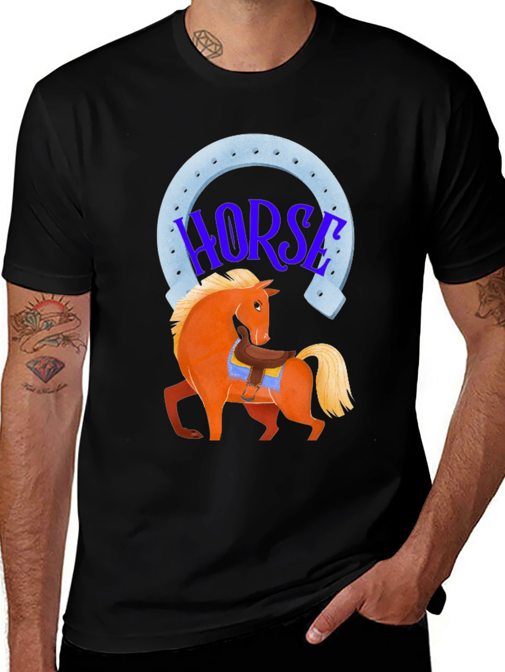 Horse Graphic Tee - Lucky Horseshoe Design