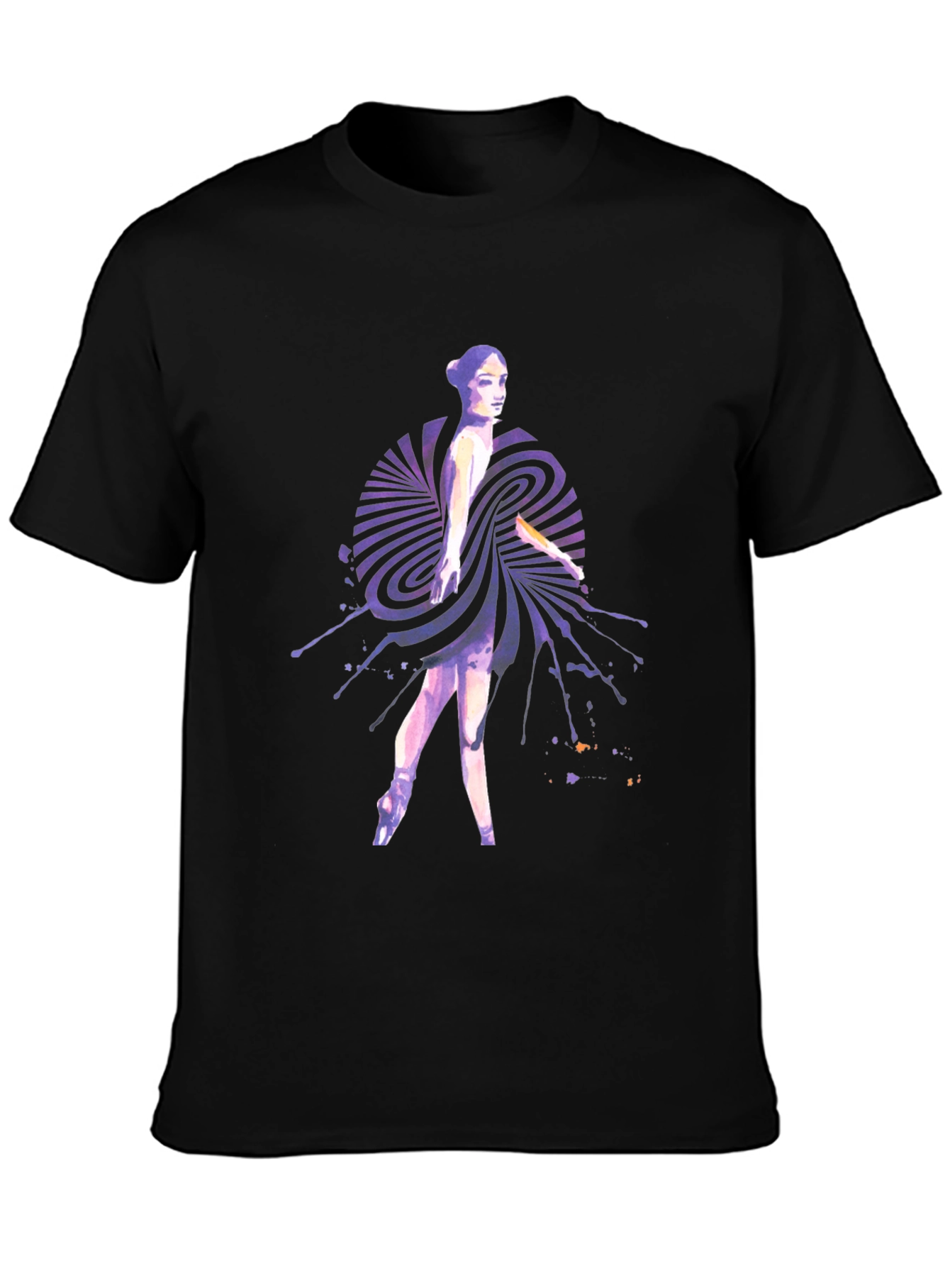 Watercolor Ballerina Graphic Tee - Mens Black T-Shirt