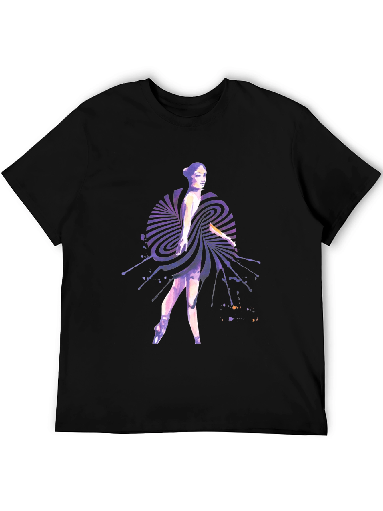 Watercolor Ballerina Graphic Tee - Mens Black T-Shirt