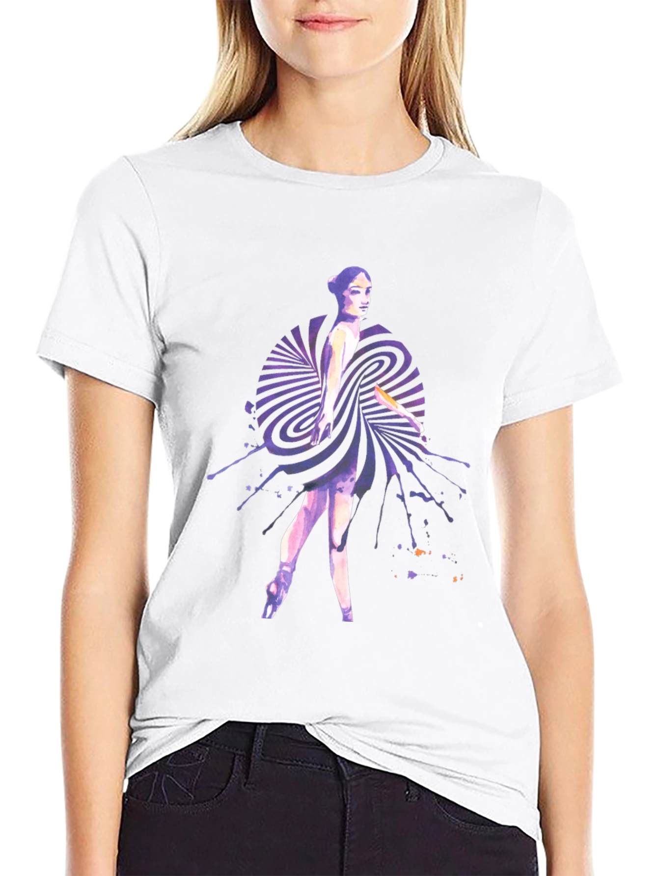 Watercolor Ballerina Graphic Tee - Mens Black T-Shirt