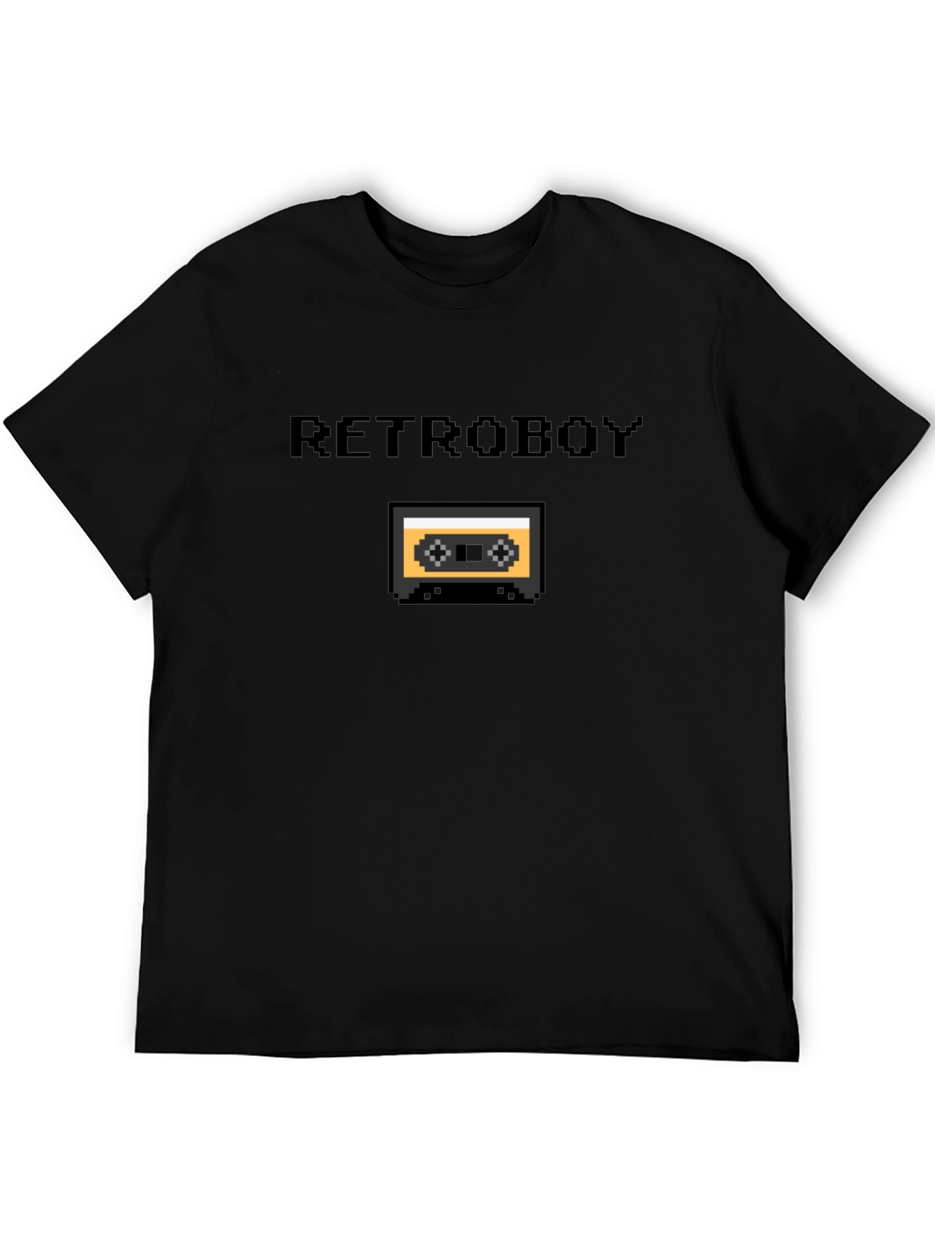 Retroboy Cassette Tape Pixel Art Black T-Shirt