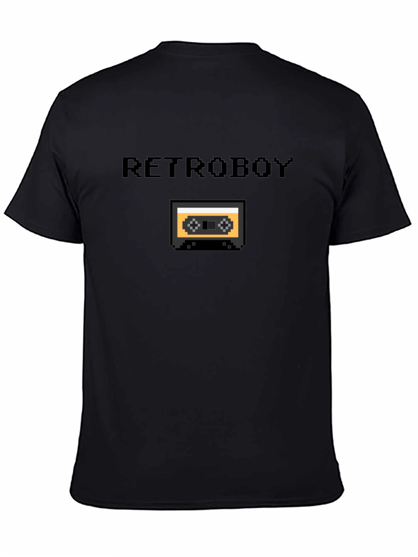 Retroboy Cassette Tape Pixel Art Black T-Shirt