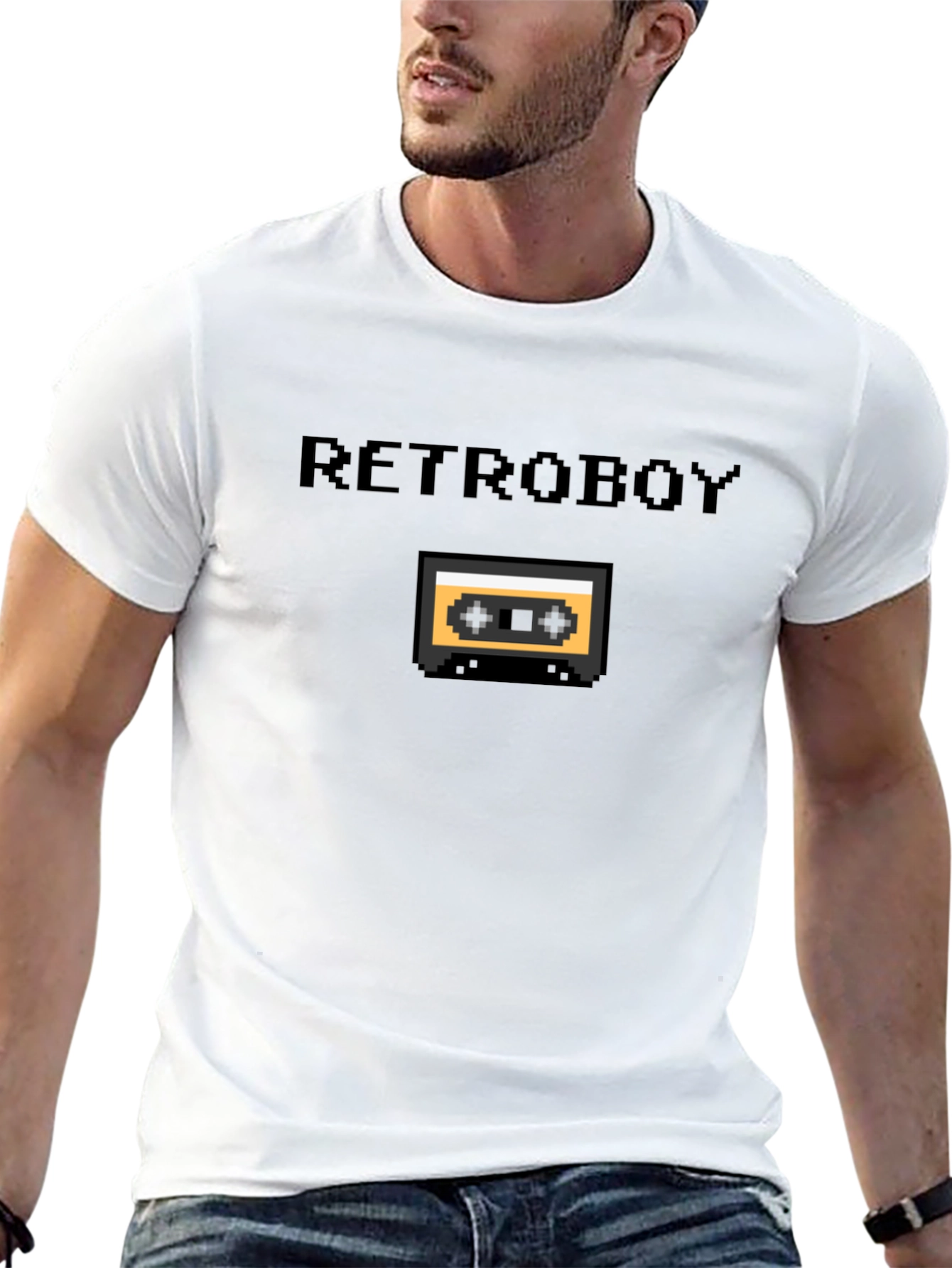 Retroboy Cassette Tape Pixel Art Black T-Shirt