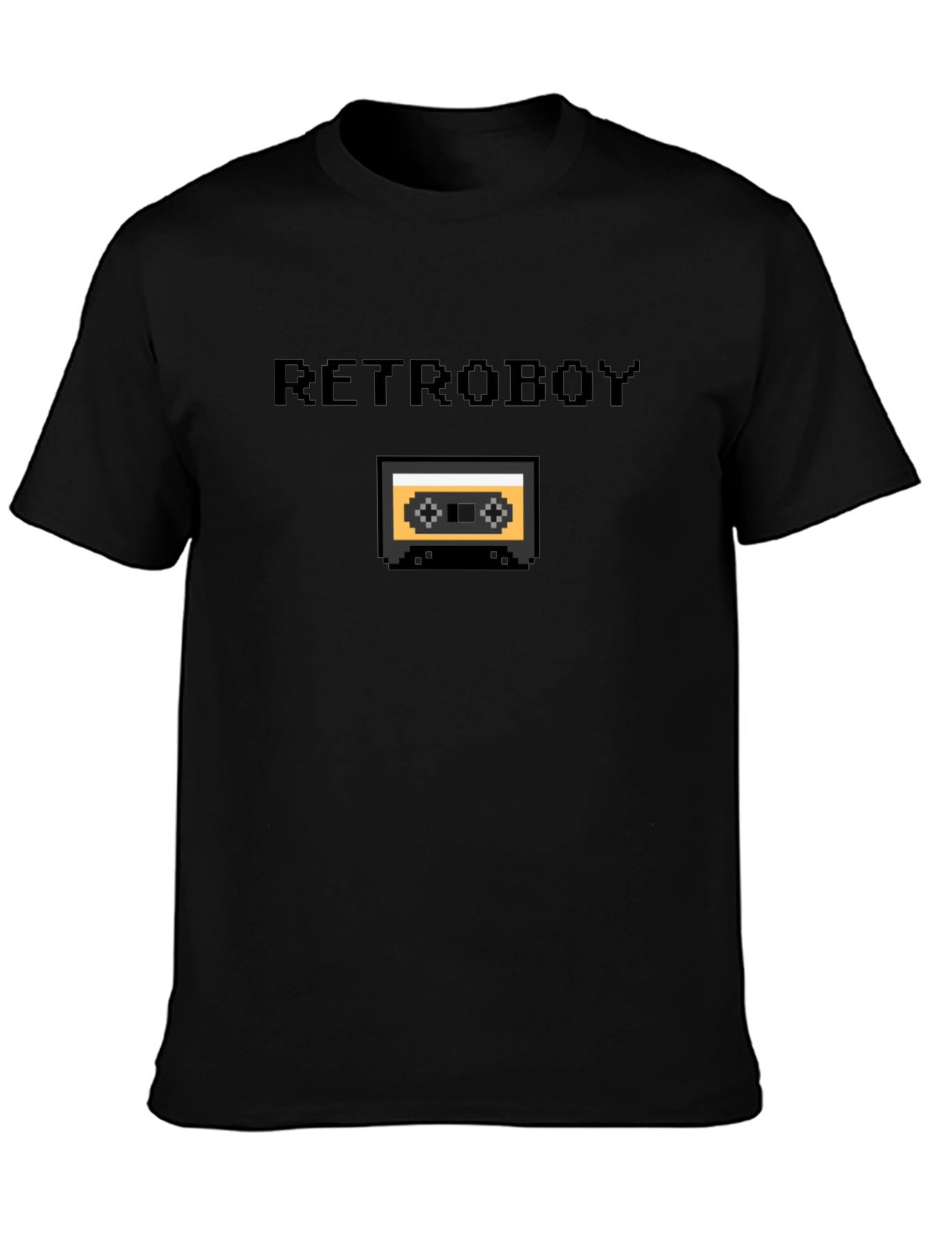 Retroboy Cassette Tape Pixel Art Black T-Shirt