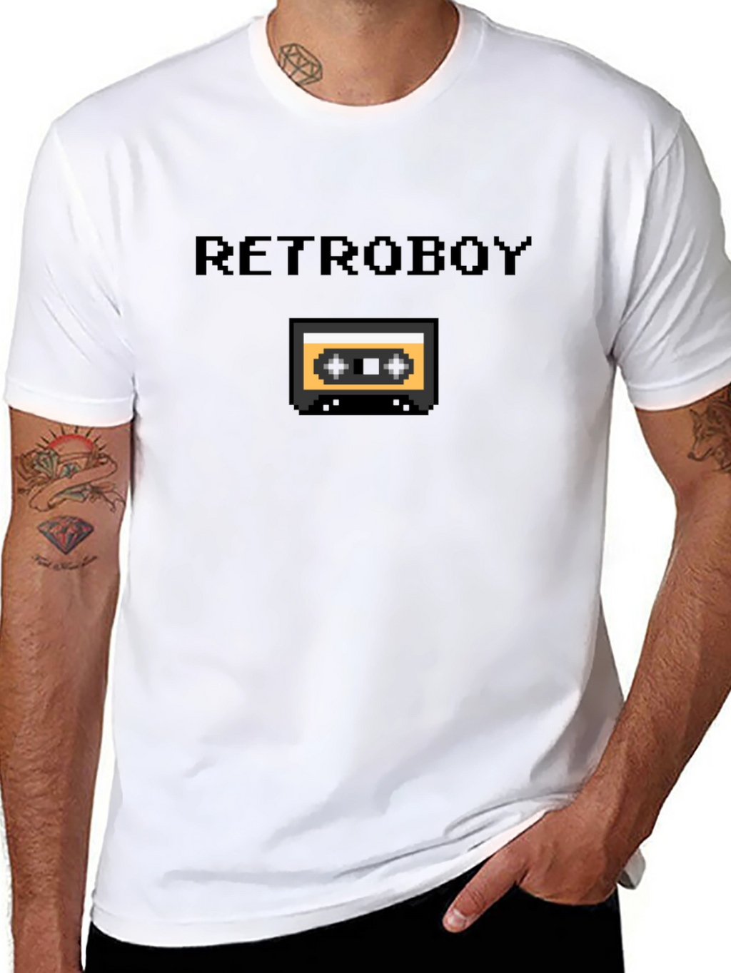 Retroboy Cassette Tape Pixel Art Black T-Shirt