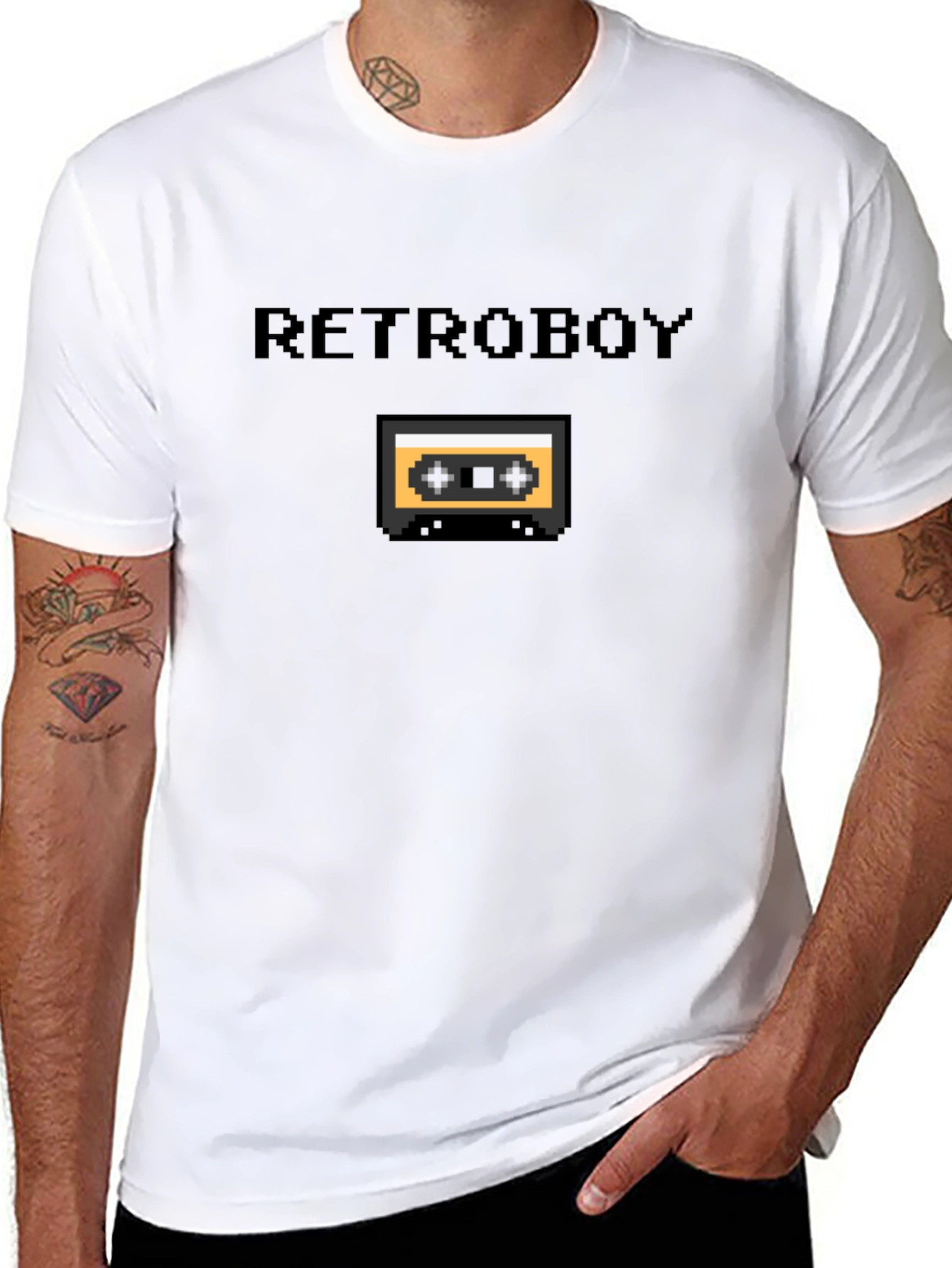 Retroboy Cassette Tape Pixel Art Black T-Shirt