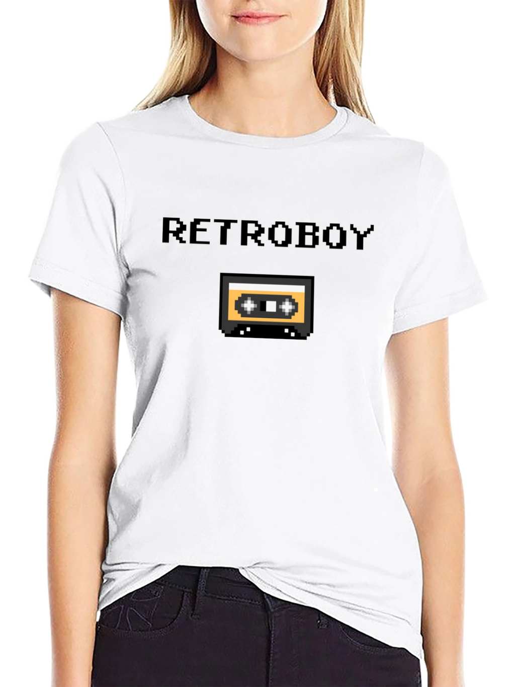 Retroboy Cassette Tape Pixel Art Black T-Shirt