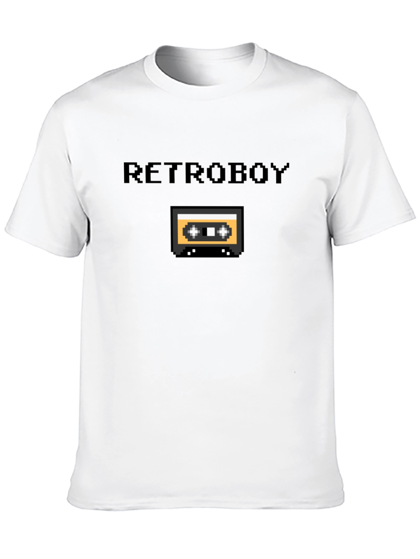 Retroboy Cassette Tape Pixel Art Black T-Shirt