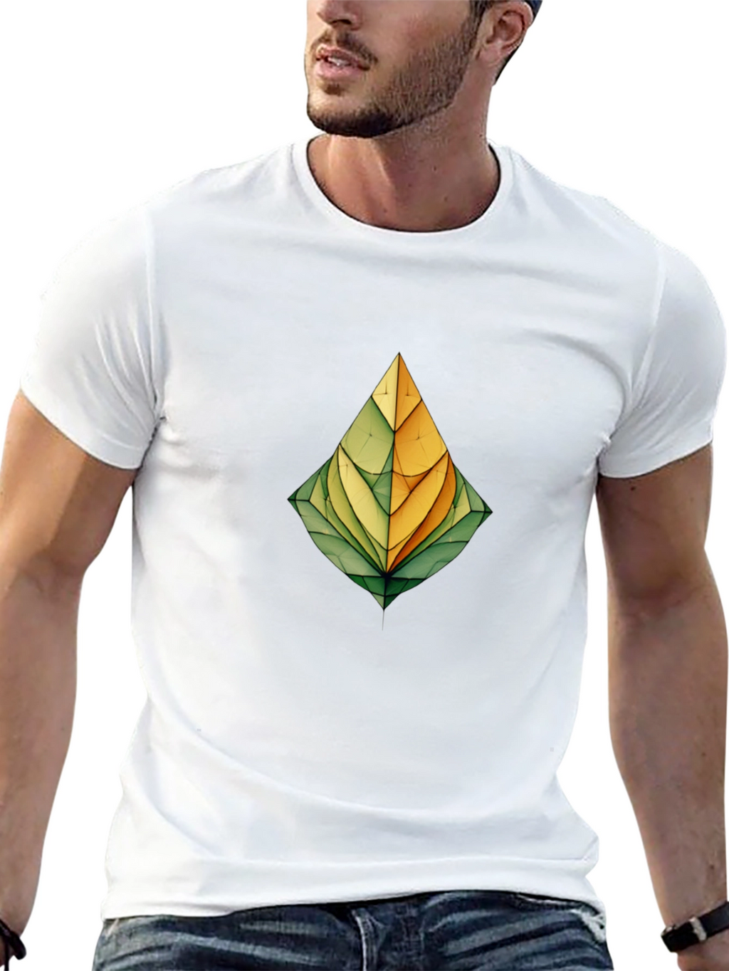 Abstract Leaf Graphic Print Black T-Shirt
