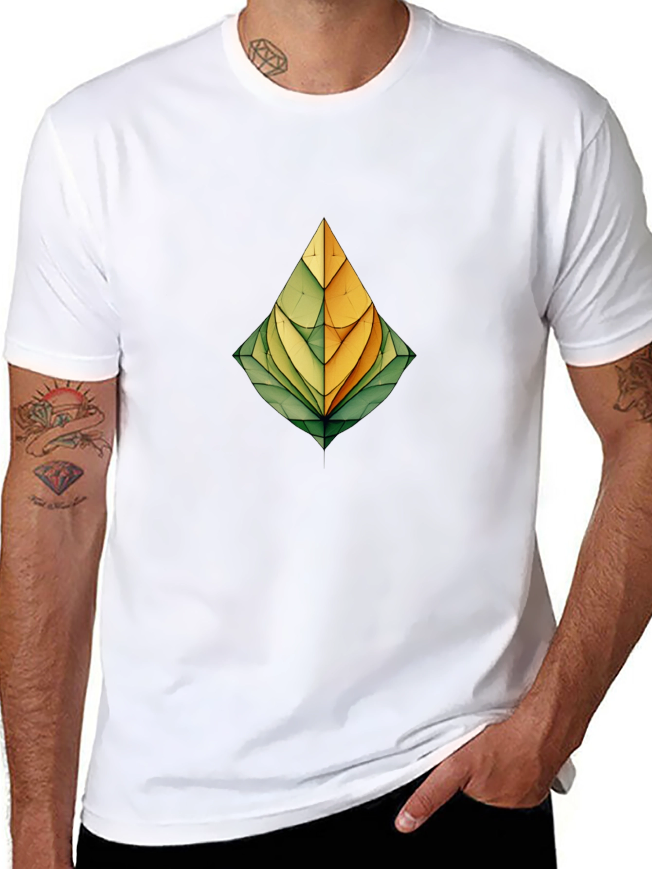Abstract Leaf Graphic Print Black T-Shirt