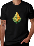 Abstract Leaf Graphic Print Black T-Shirt