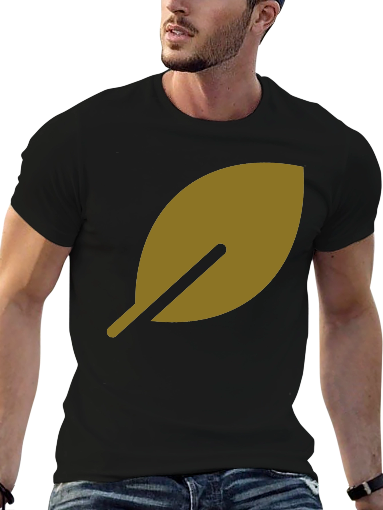 Leaf Design Black T-Shirt