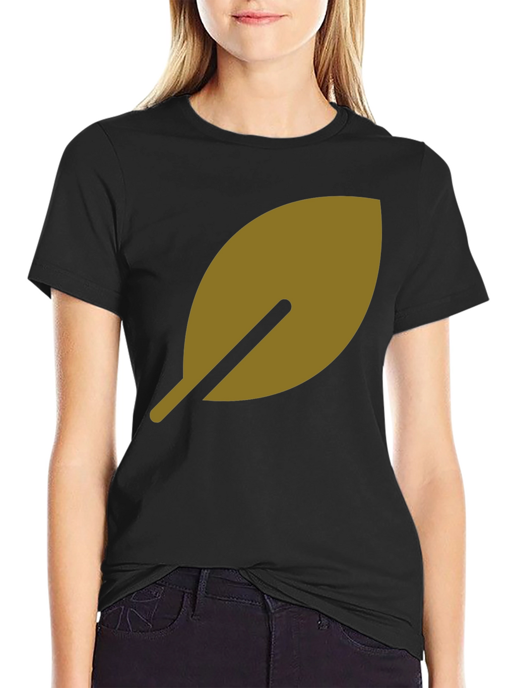 Leaf Design Black T-Shirt