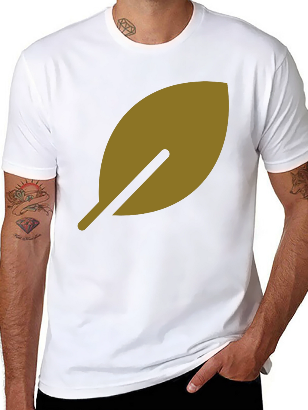 Leaf Design Black T-Shirt