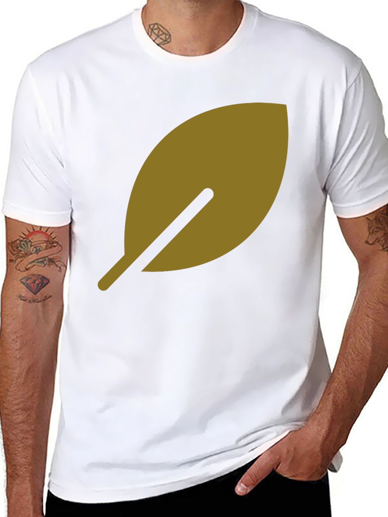 Leaf Design Black T-Shirt