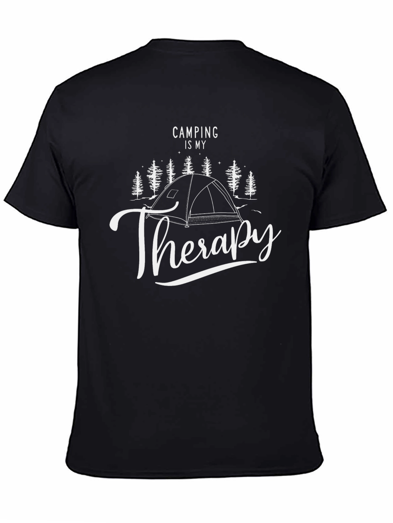 Camping is My Therapy Graphic Tee - Black Cotton T-Shirt