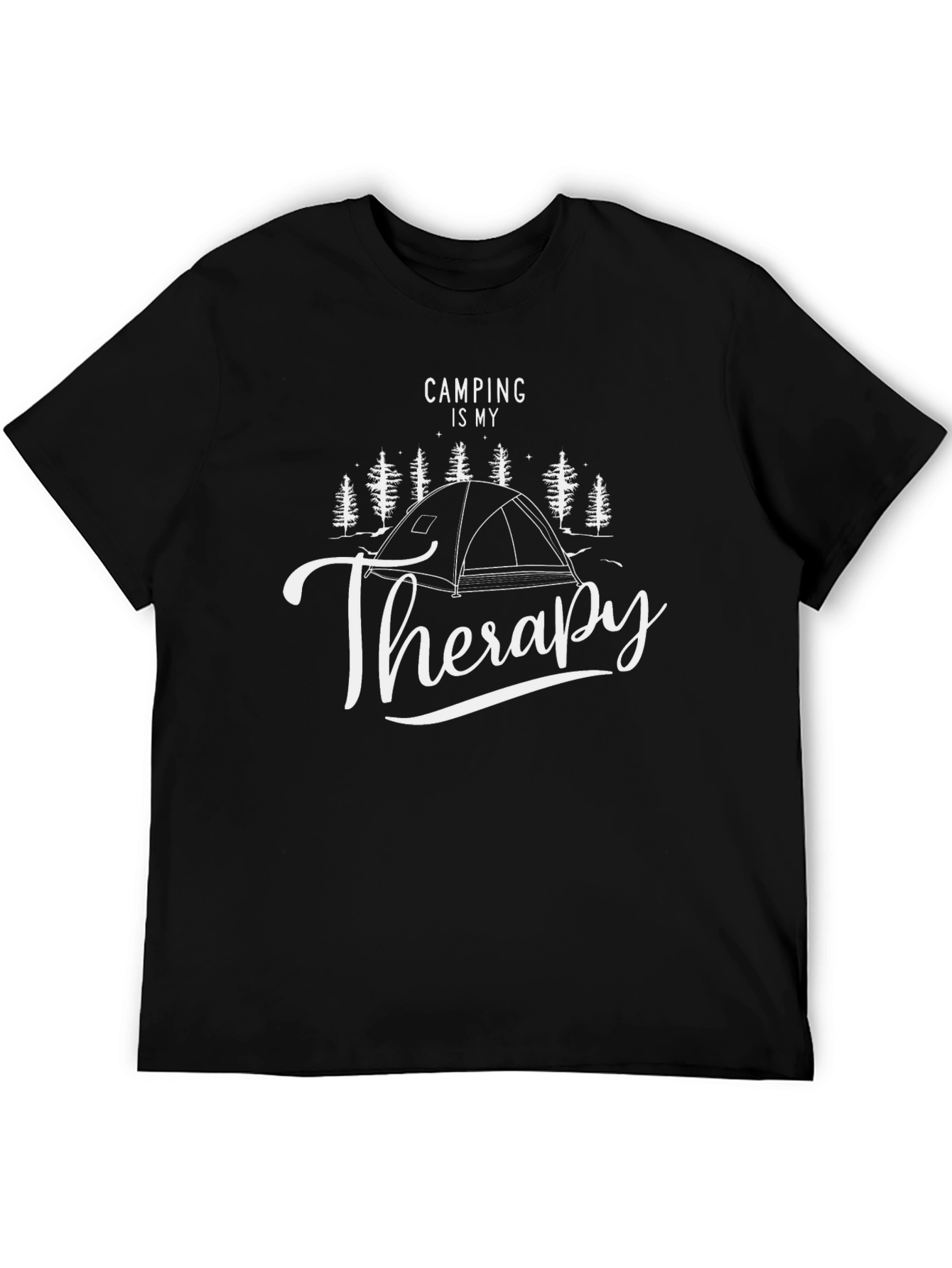 Camping is My Therapy Graphic Tee - Black Cotton T-Shirt