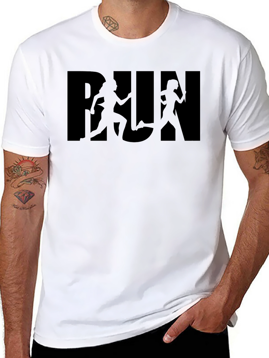 RUN Silhouette Graphic T-Shirt - Black