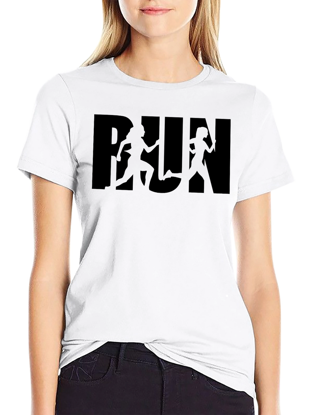 RUN Silhouette Graphic T-Shirt - Black