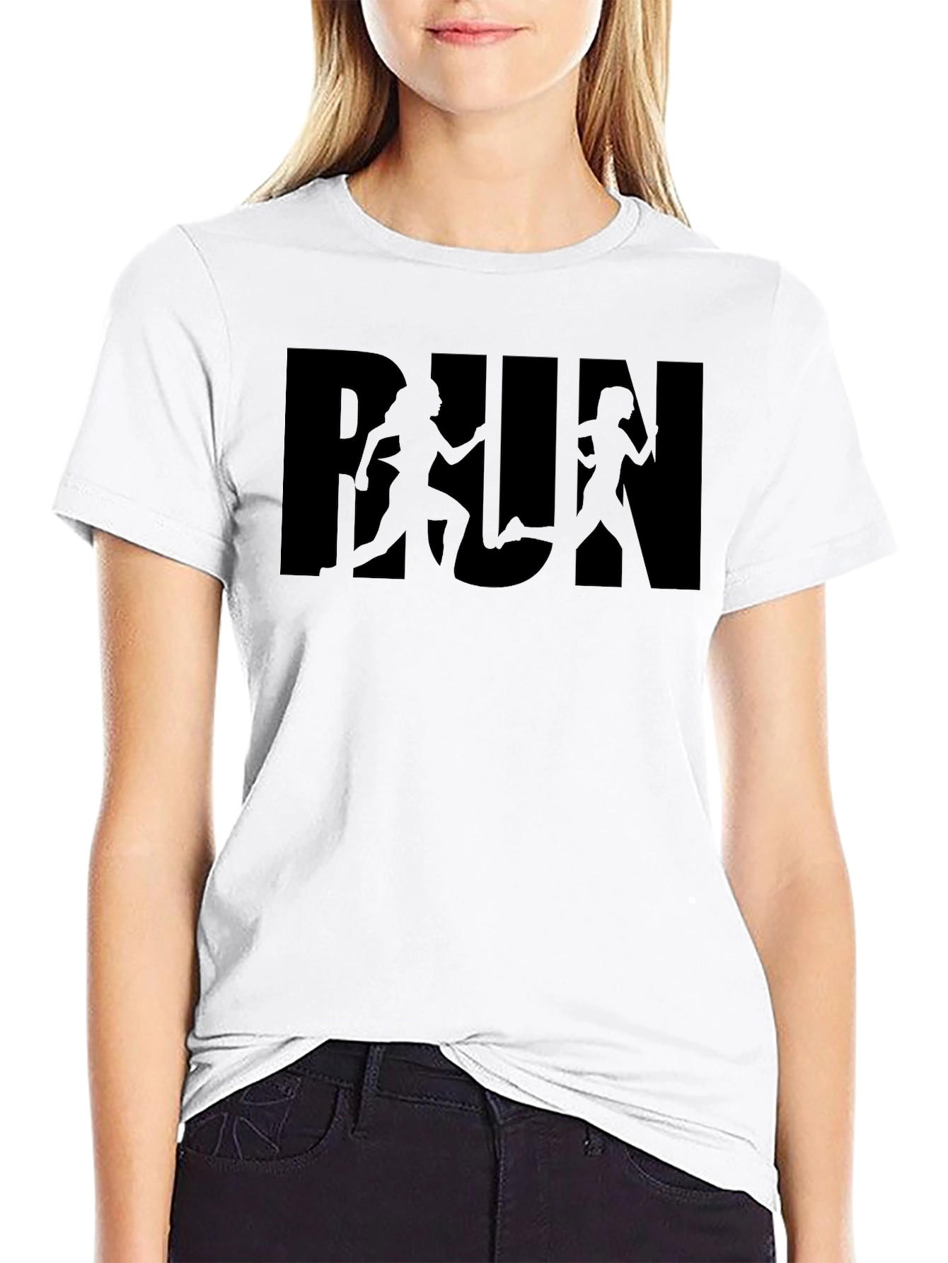 RUN Silhouette Graphic T-Shirt - Black