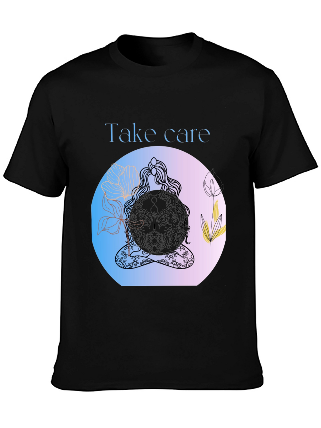 Zen Meditation Black T-Shirt: Take Care
