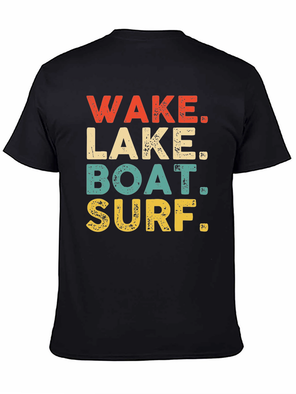 Wake Lake Boat Surf T-Shirt Black Casual Summer
