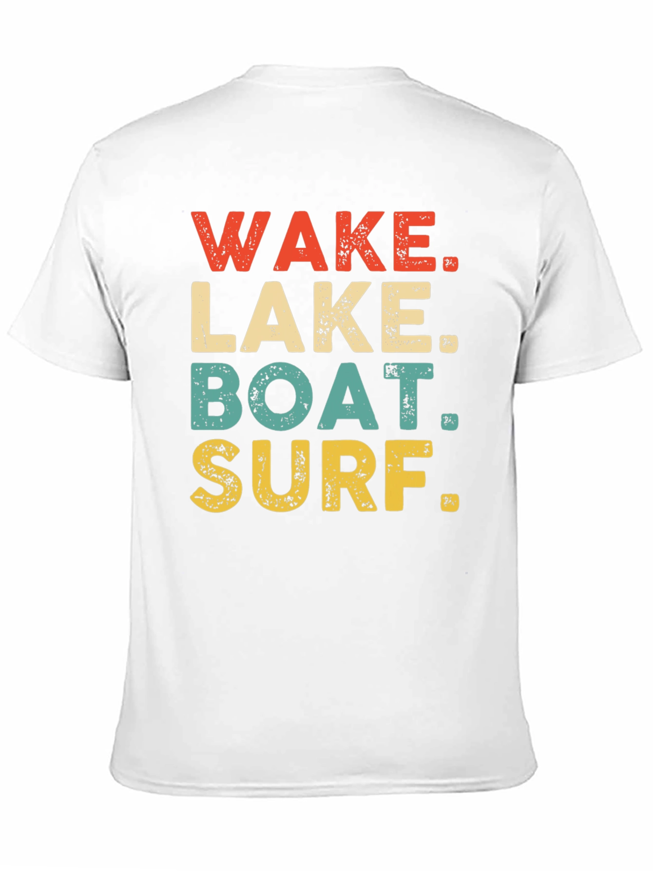 Wake Lake Boat Surf T-Shirt Black Casual Summer
