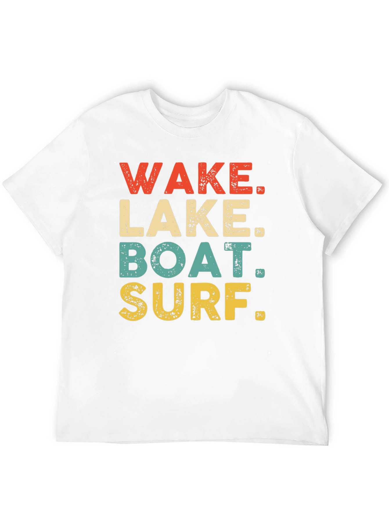 Wake Lake Boat Surf T-Shirt Black Casual Summer