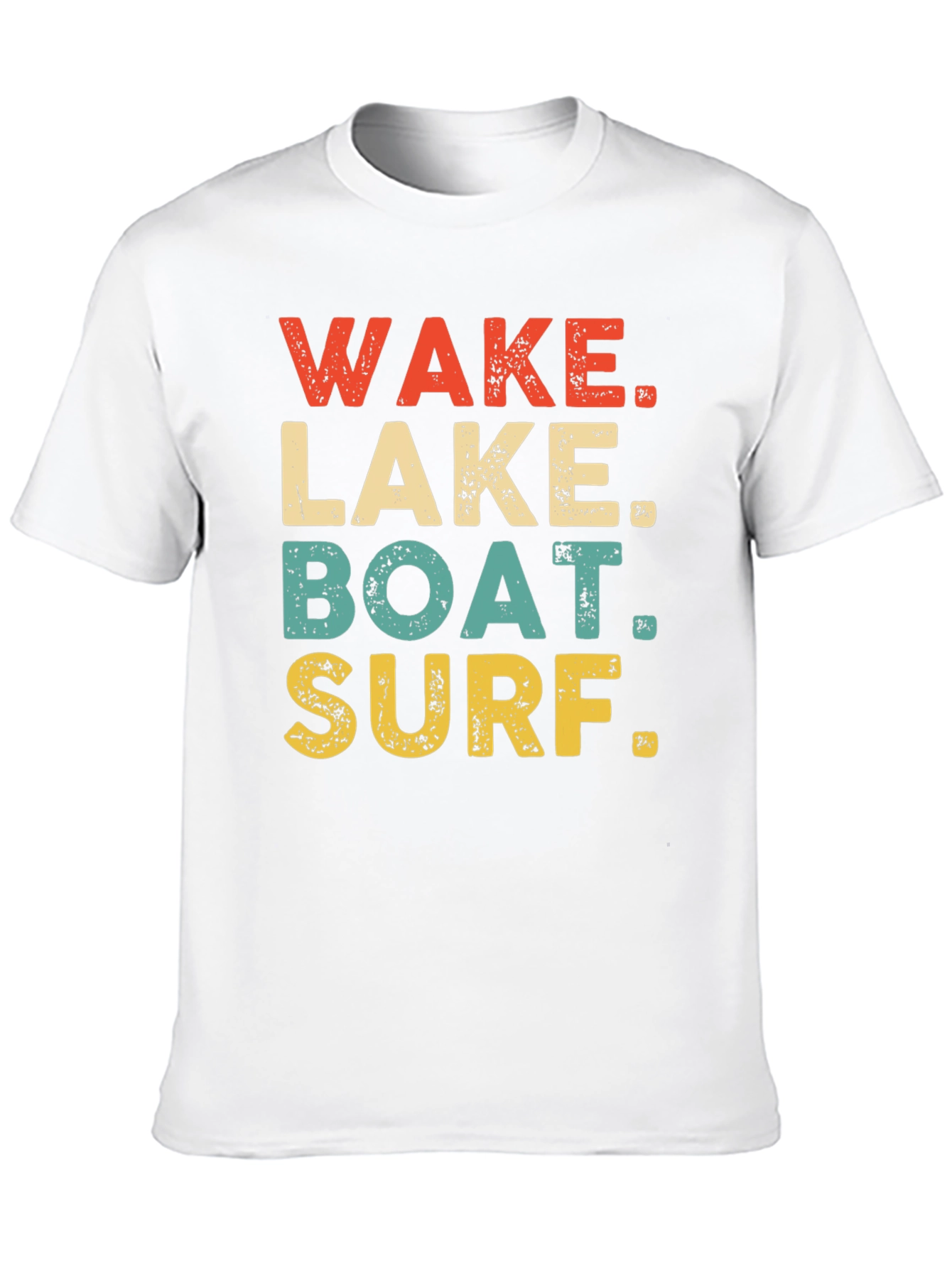 Wake Lake Boat Surf T-Shirt Black Casual Summer