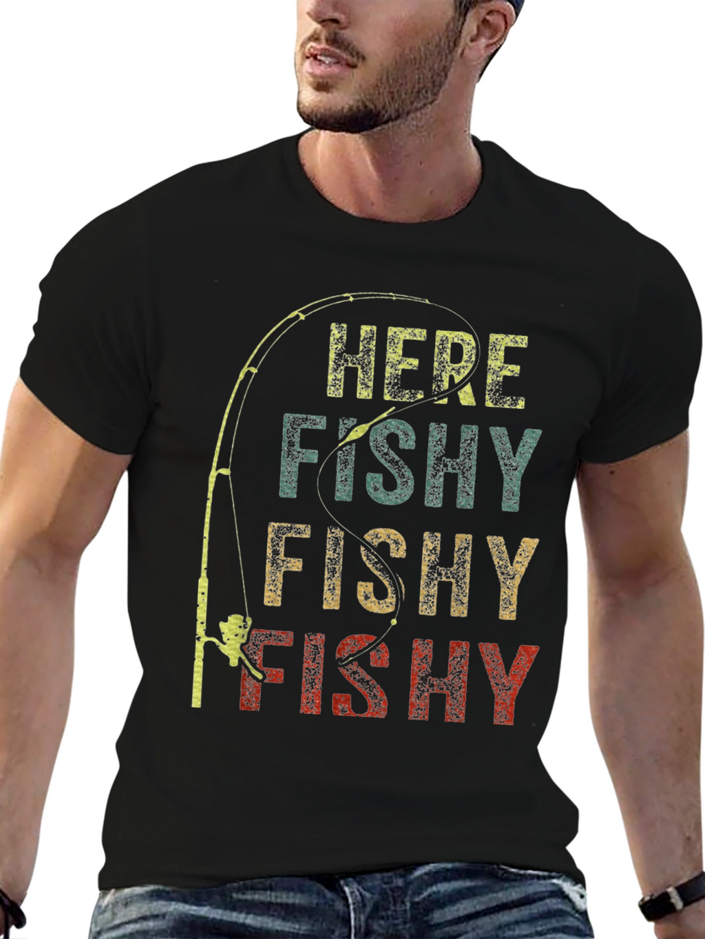 Here Fishy Fishy Graphic Tee - Fishing T-Shirt