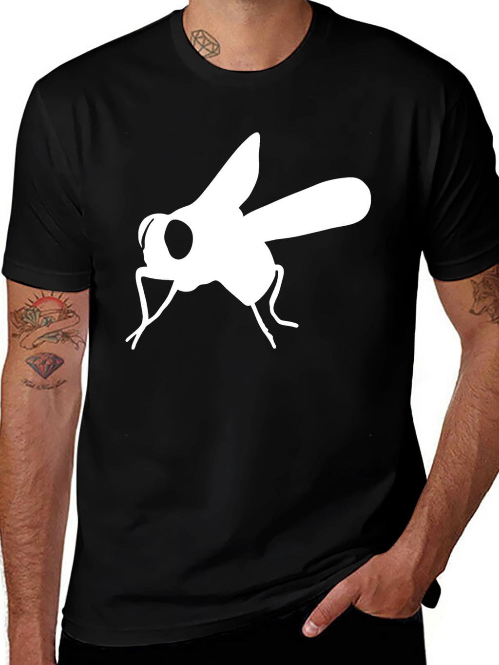 Black Fly Graphic T-Shirt - Mens Casual Tee