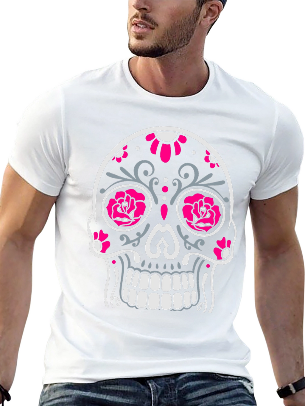 Sugar Skull Graphic Tee - Black Cotton T-Shirt