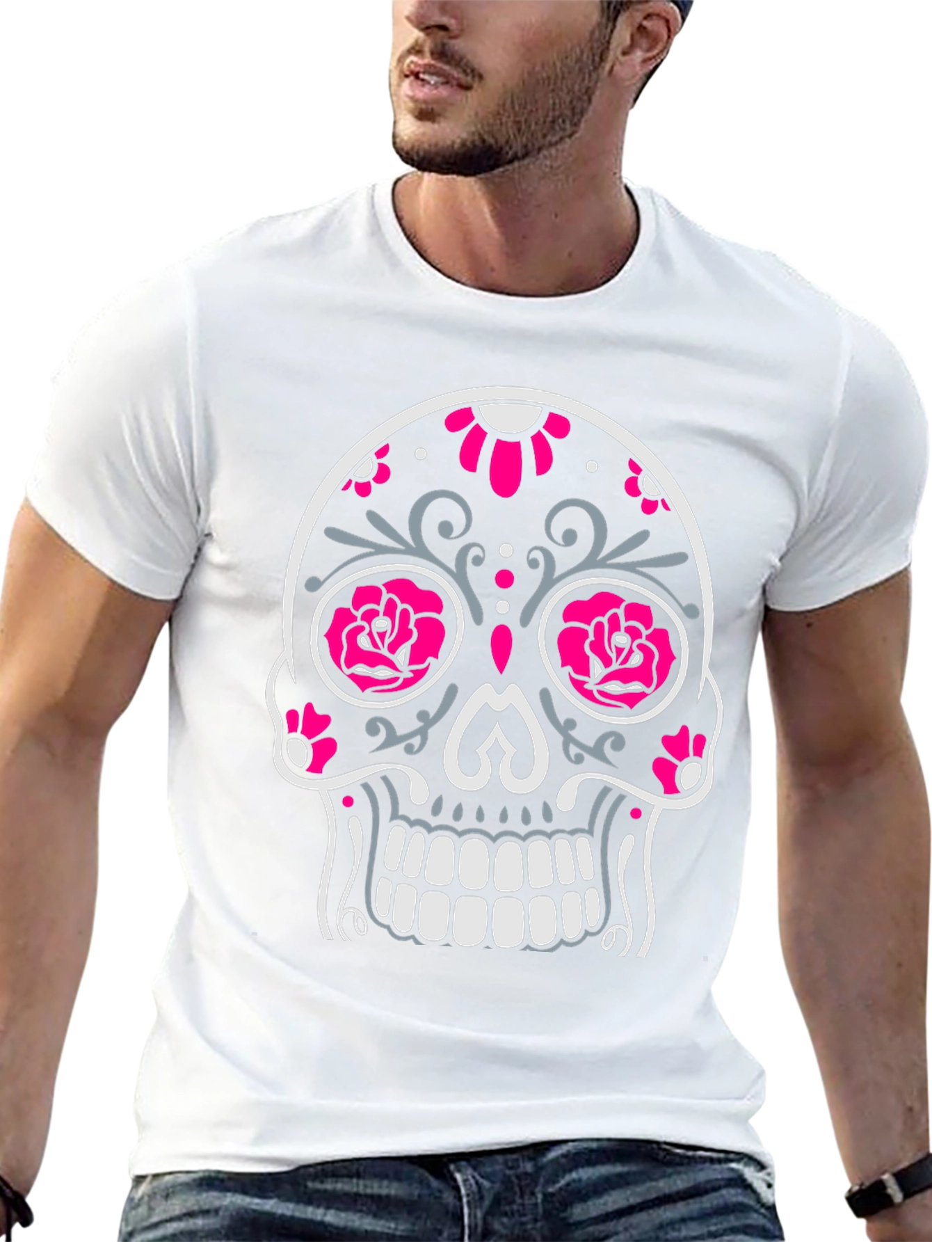 Sugar Skull Graphic Tee - Black Cotton T-Shirt