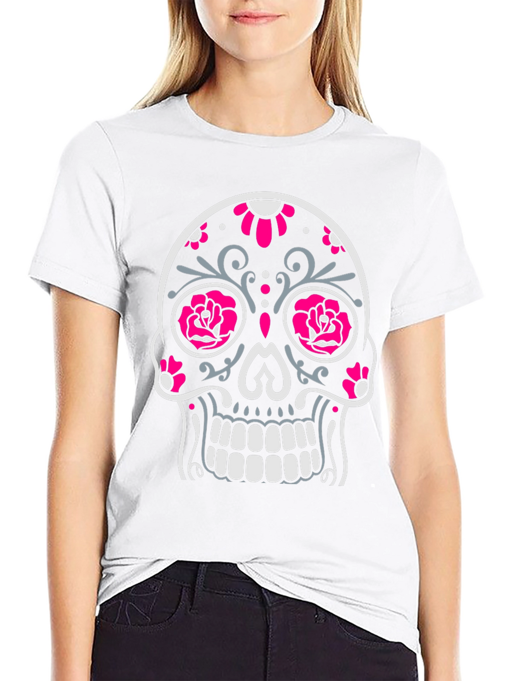 Sugar Skull Graphic Tee - Black Cotton T-Shirt