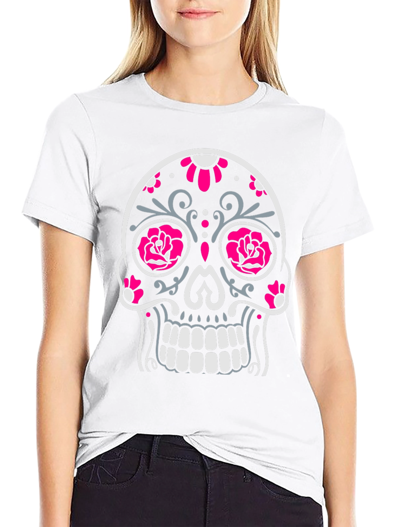 Sugar Skull Graphic Tee - Black Cotton T-Shirt