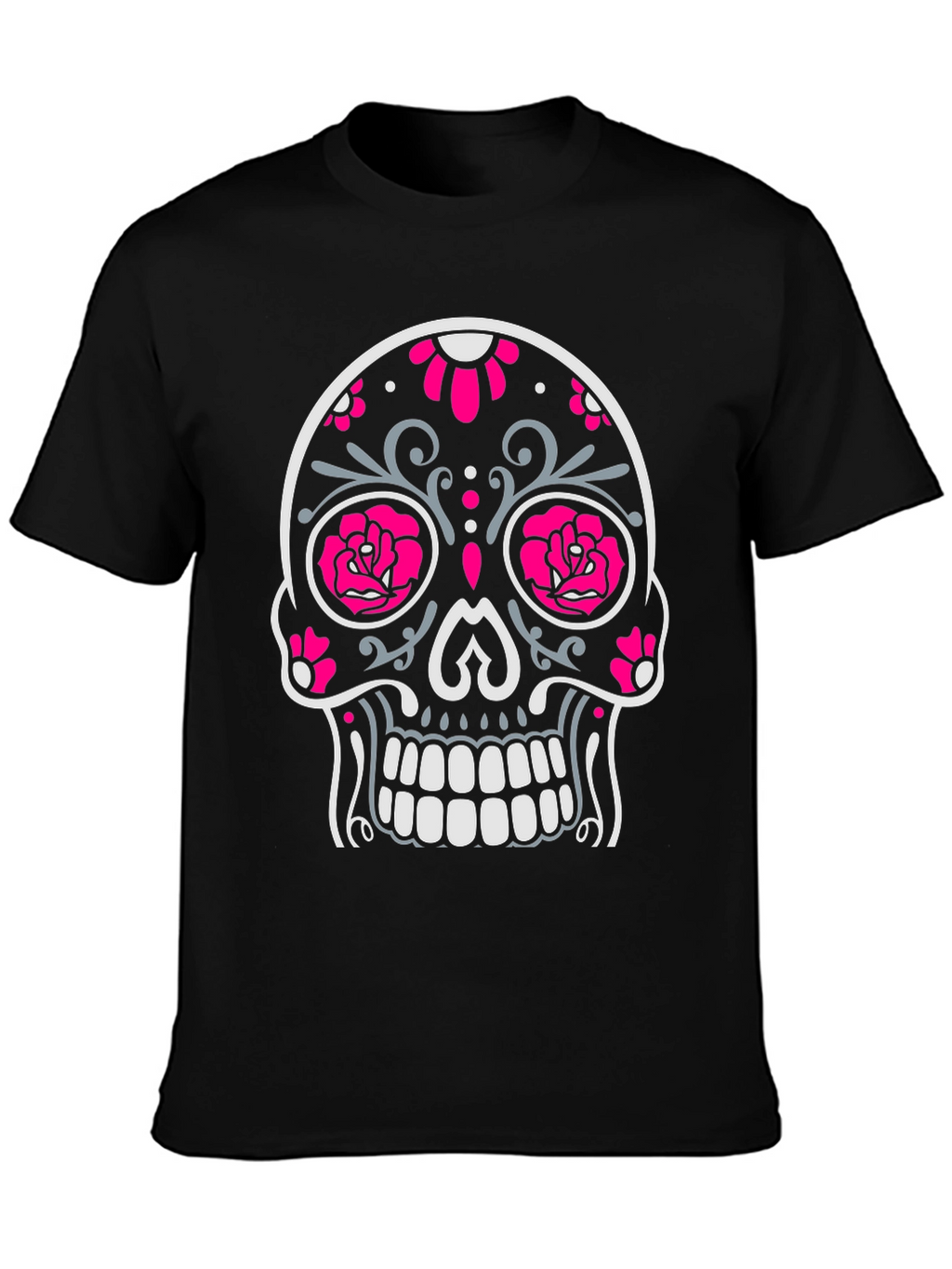 Sugar Skull Graphic Tee - Black Cotton T-Shirt