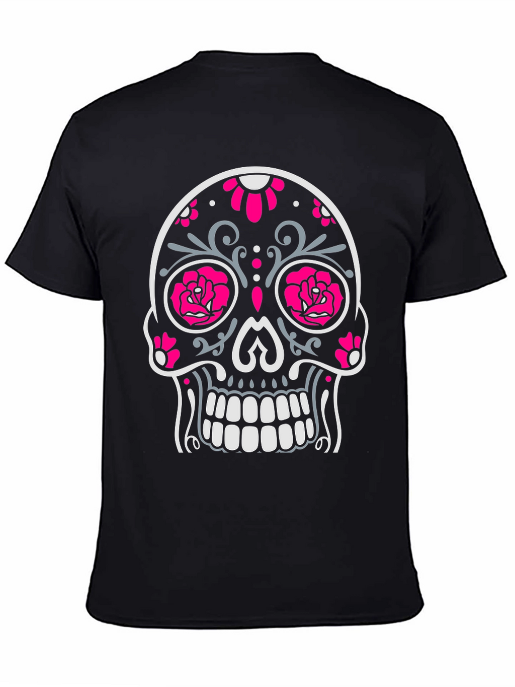 Sugar Skull Graphic Tee - Black Cotton T-Shirt