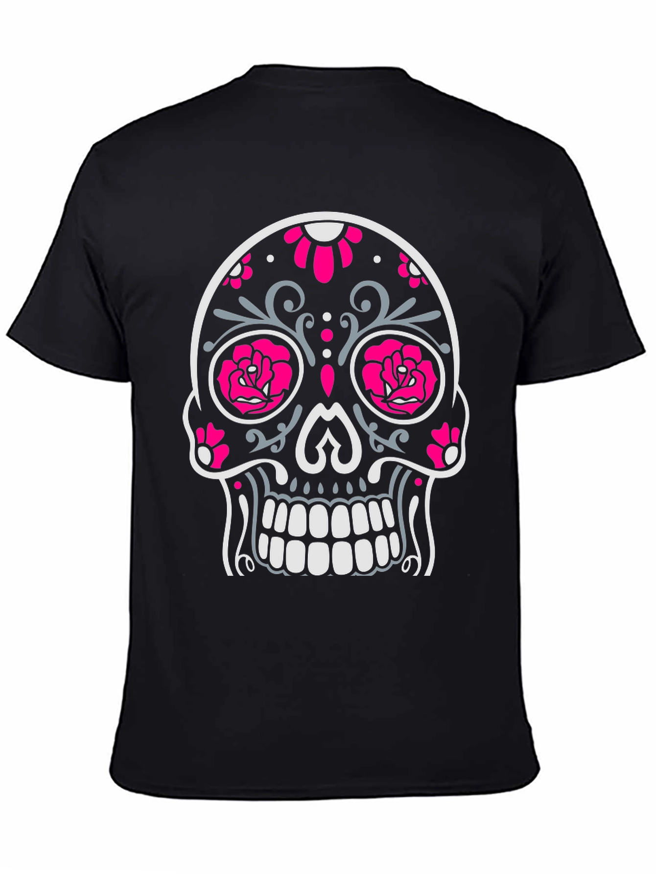 Sugar Skull Graphic Tee - Black Cotton T-Shirt
