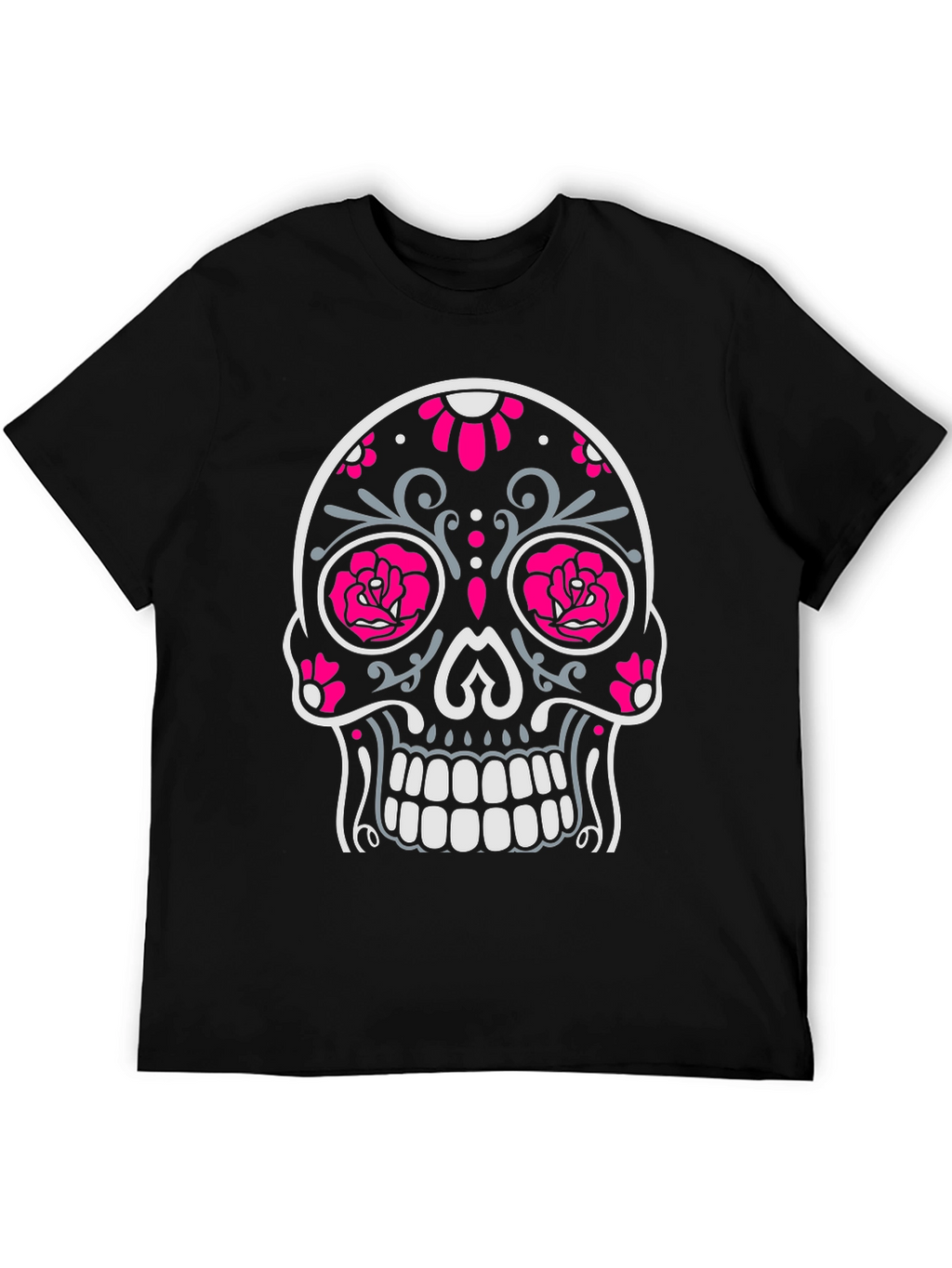 Sugar Skull Graphic Tee - Black Cotton T-Shirt