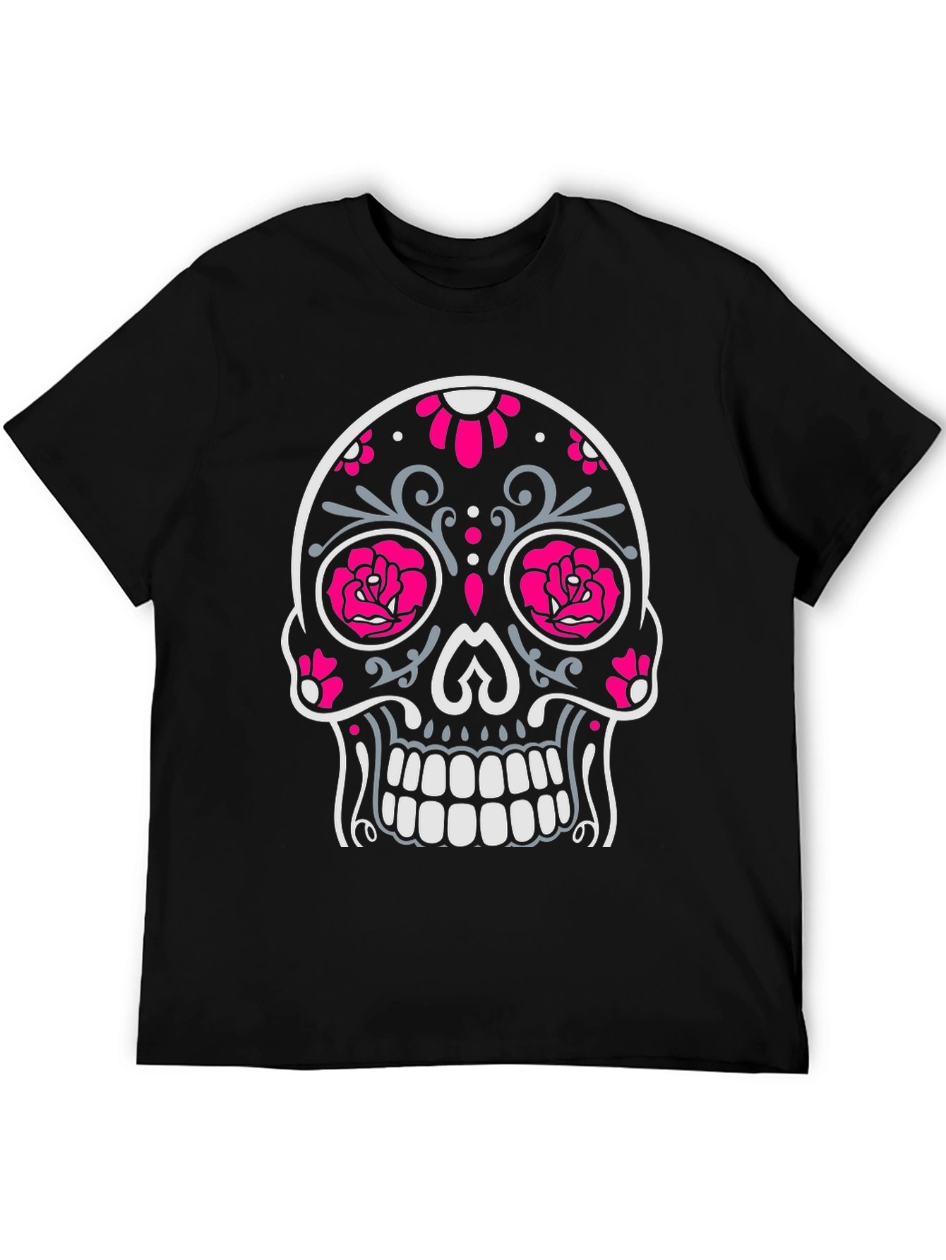 Sugar Skull Graphic Tee - Black Cotton T-Shirt