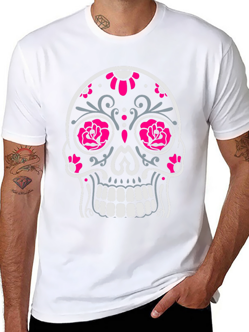 Sugar Skull Graphic Tee - Black Cotton T-Shirt