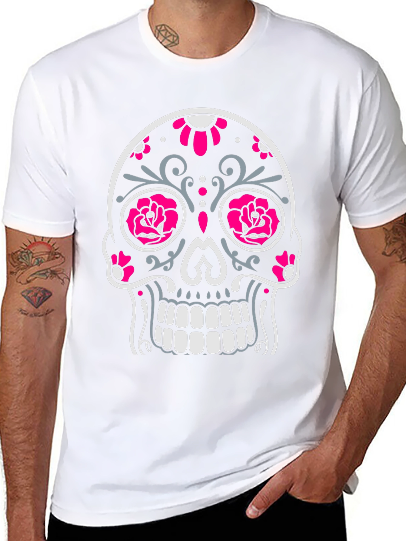 Sugar Skull Graphic Tee - Black Cotton T-Shirt