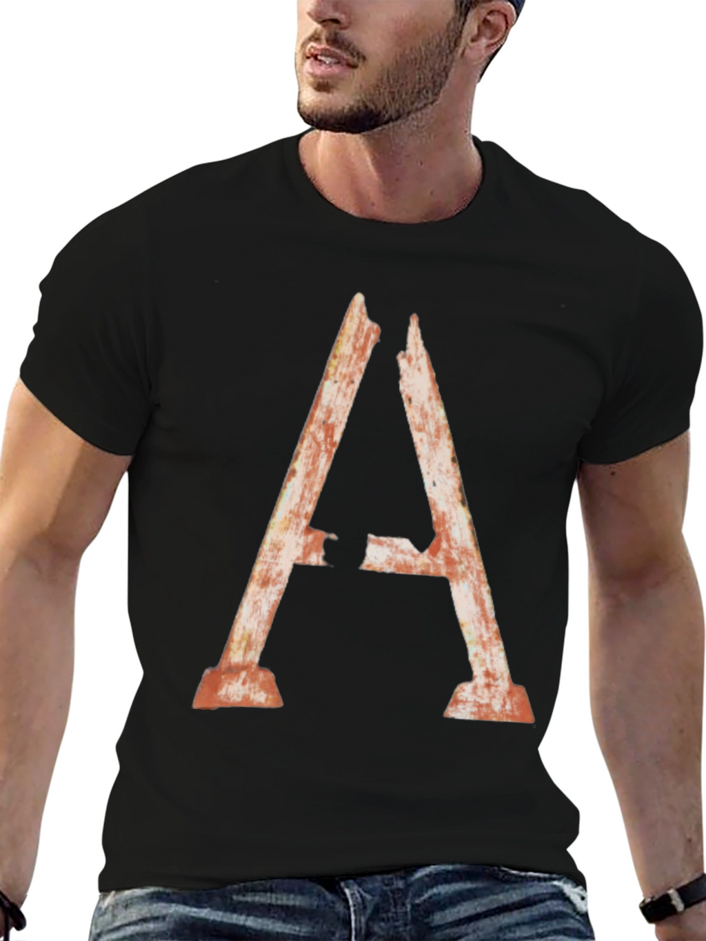Rustic Letter A Graphic Tee - Distressed Style Shirt